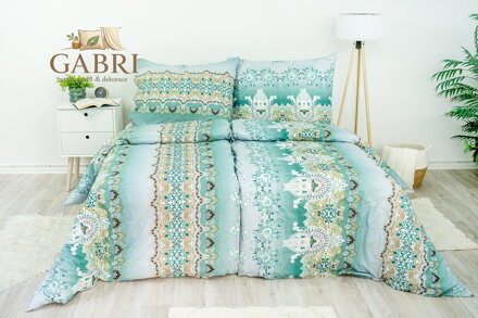 Ložní povlečení bavlněné Stanex persie zelená (LS66), 140 x 200 + 90 x 70, Knoflíkové
