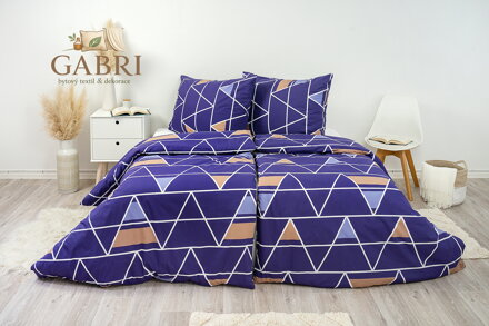 Ložní povlečení bavlněné Stanex pyramidy fialové (LS298), 140 x 200 + 90 x 70, Knoflíkové