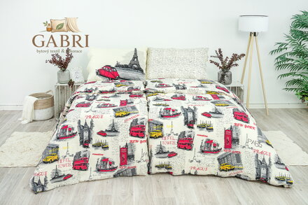 Ložní povlečení bavlněné Stanex City (LS150), 140 x 200 + 90 x 70, Knoflíkové