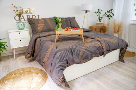 Ložní povlečení bavlněné Stanex gold ribbon (LS385), 140 x 200 + 90 x 70, Knoflíkové