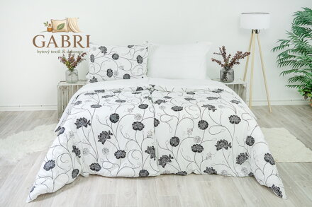 Ložní povlečení bavlněné Stanex astra černo-bílá (LS147), 140 x 220 + 90 x 70, Knoflíkové