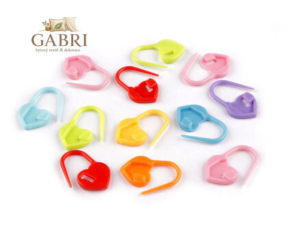 Spínací špendlík na pletení srdce 14x24 mm