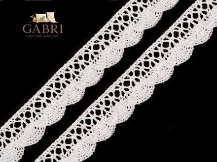 Bavlněná krajka šíře 18 mm paličkovaná