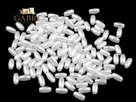 Plastové voskové korálky / perly Glance rýže 3x6 mm