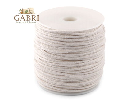 Bavlněná šňůra macrame Ø3 mm splétaná