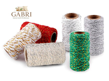 Bavlněná šňůra / provázek Ø1,5 mm s lurexem, vánoční