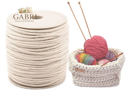Oděvní šňůra / bavlněná příze / knot Ø5 mm splétaná