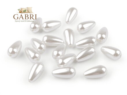 Plastové voskové korálky / perly Glance kapka 10x20 mm