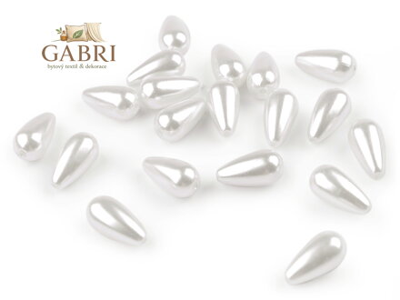 Plastové voskové korálky / perly Glance kapka 8x16 mm