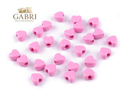 Plastové korálky srdce 8 mm