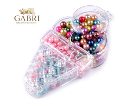 Sada plastových korálků v boxu zmrzlina