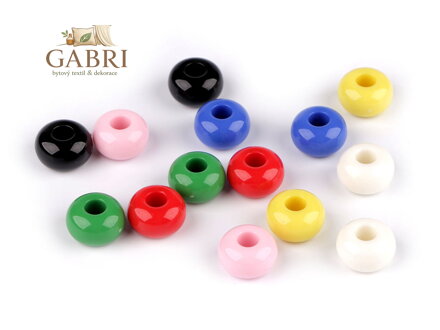 Plastové korálky s velkým průvlekem Ø15 mm dekorační