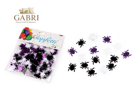 Konfety Halloween - pavouk, netopýr, dýně, pavučina