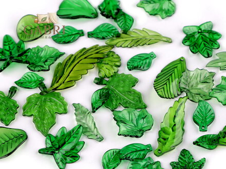 Plastové korálky lístečky mix tvarů i velikostí