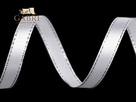 Atlasová stuha s lurexem šíře 10 mm vánoční