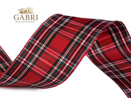 Károvaná stuha s drátem šíře 40 mm