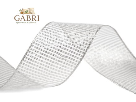 Stuha s lurexem a drátem šíře 40 mm