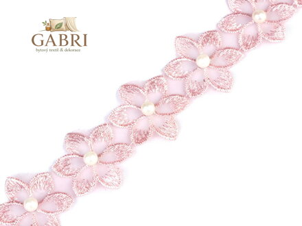 Prýmek květ s perlou na monofilu šíře 35 mm