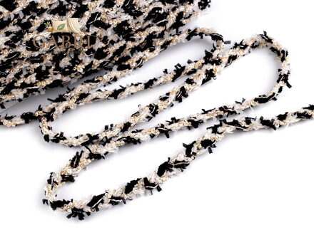 Prýmek splétaný s drobnými flitry šíře 10 mm