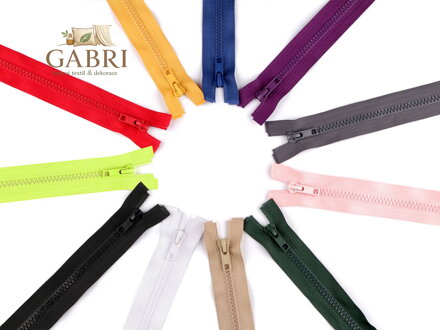 Zip kostěný 5 mm dělitelný 2 jezdce / dvoucestný 65 cm bundový