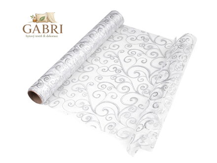 Vánoční / svatební organza s potiskem šíře 36 cm