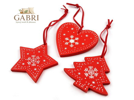 Dřevěná vánoční dekorace sada 3 ks