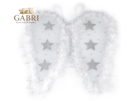 Andělská křídla s peřím a glitrovými hvězdami