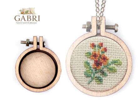 Malý dřevěný rámeček / přívěsek na vyšívání ovál, kruh