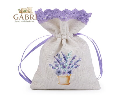 Dárkový pytlík s potiskem levandule 9x12 cm