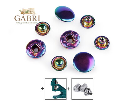 Kovové druky Ø15 mm duhový