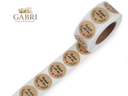 Papírové samolepky Handmade with love, thank you Ø25 mm