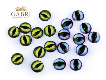 Skleněné oči k nalepení kočka, drak Ø10 a 12 mm