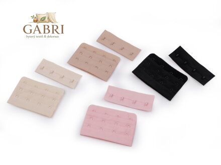 Zapínání na podprsenky, plyš šíře 75 mm čtyřřadé