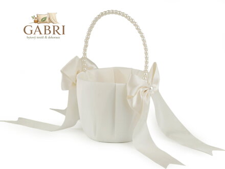 Svatební saténový košíček pro družičky, s perlami
