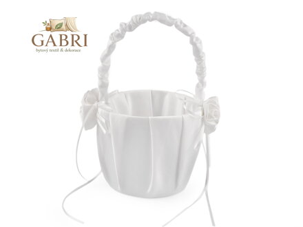 Svatební saténový košíček pro družičky, s perlami