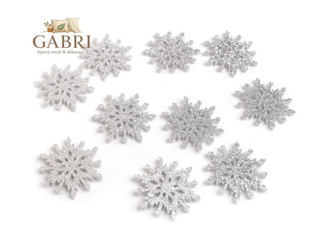 Vánoční filcová vločka s glitry Ø40 mm