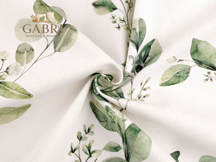 Polobavlněná látka se strukturou Half panama s digitálním tiskem rostliny