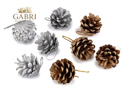 Vánoční šišky metalické k zavěšení