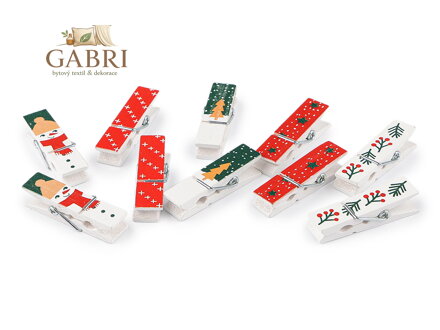 Dřevěný kolíček s vánočním potiskem