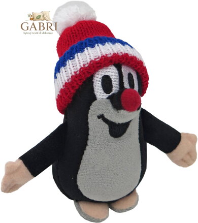 MORAVSKÁ ÚSTŘEDNA Krtek (Krteček) 12cm červený kulich trikolora PLYŠ