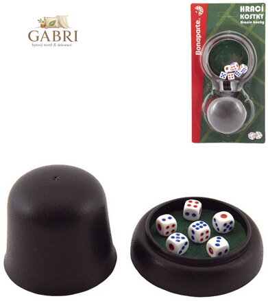 BONAPARTE Hra Kostky házecí hrací set 6ks s kalíškem plast na kartě