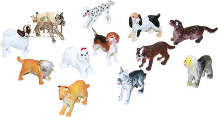 Psi různé rasy plastové figurky 4-5cm set 12ks v sáčku
