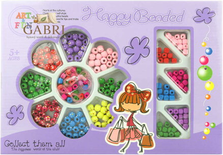 DŘEVO Korálky barevné navlékací set s provázky *DŘEVĚNÉ HRAČKY*