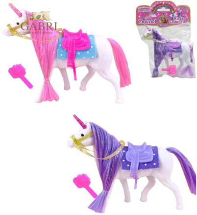 Koník česací jednorožec třpytivý set s hřebenem a doplňky 2 barvy