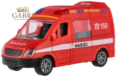 Auto hasiči 12cm dodávka plastová červená na setrvačník