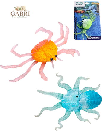 Zvířátko vodní mořské natahovací 2 druhy 2 barvy plast/silikon