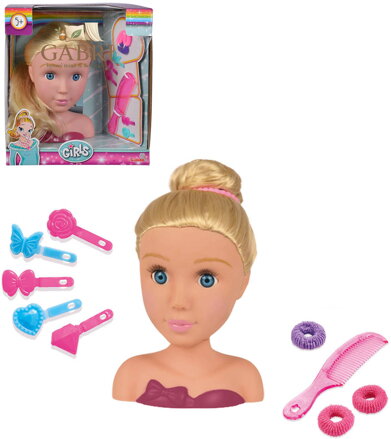 SIMBA Česací hlava blondýnka kadeřnický set malá kadeřnice s doplňky