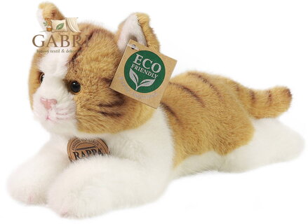 PLYŠ Kočka bílo-hnědá 20cm ležící Eco-Friendly *PLYŠOVÉ HRAČKY*