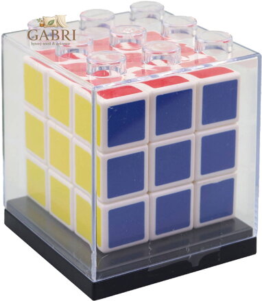 Hra Kostka (Rubikova) dětský hlavolam 3x3 bílá v průhledném boxu