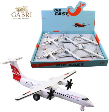 Letadlo bílé kovové 20cm volný chod 3 druhy